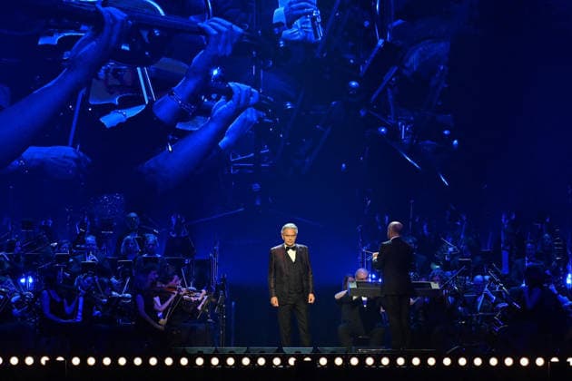 Andrea Bocelli And Andrea Lykke Oehlenschlæger In Concert - Paris Andrea Bocelli performs at the Accor Arena in Paris, France on April 1, 2026. Photo by Christophe Meng ABACAPRESS.COM Paris France  Copyright: xMengxChristophe ABACAx