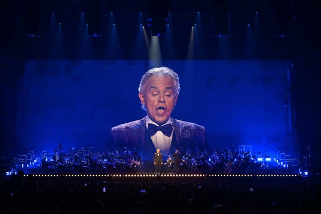 Andrea Bocelli And Andrea Lykke Oehlenschlæger In Concert - Paris Andrea Bocelli performs at the Accor Arena in Paris, France on April 1, 2026. Photo by Christophe Meng ABACAPRESS.COM Paris France  Copyright: xMengxChristophe ABACAx