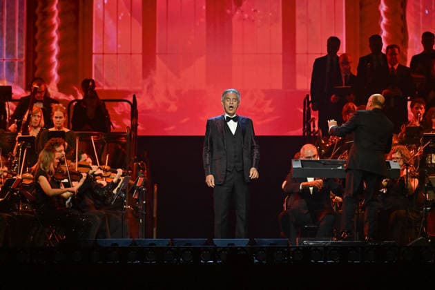 Andrea Bocelli And Andrea Lykke Oehlenschlæger In Concert - Paris Andrea Bocelli performs at the Accor Arena in Paris, France on April 1, 2026. Photo by Christophe Meng ABACAPRESS.COM Paris France  Copyright: xMengxChristophe ABACAx