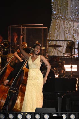 Andrea Bocelli And Andrea Lykke Oehlenschlæger In Concert - Paris Andrea Lykke Oehlenschlæger performs at the Accor Arena in Paris, France on April 1, 2026. Photo by Christophe Meng ABACAPRESS.COM Paris France  Copyright: xMengxChristophe ABACAx
