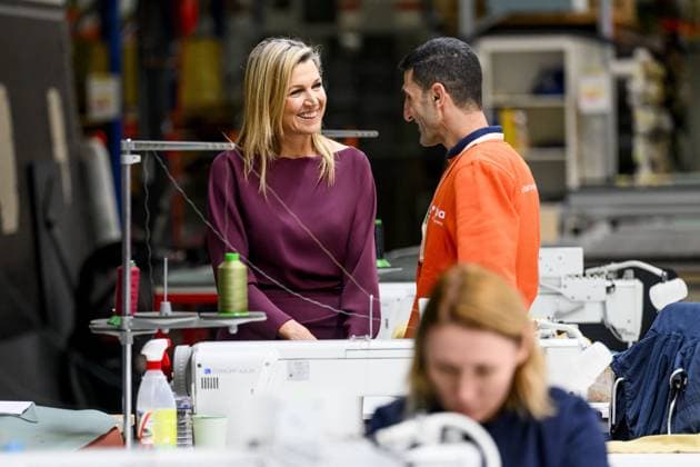 Queen Maxima Visits Association for Circular Initiatives - Netherlands Queen Maxima visiting the association Circulair Groningen Drenthe during a working visit at Vepa in Hoogeveen, Netherlands on April 1, 2026. Photo by Patrick van Emst NL Beeld Bruno Press ABACAPRESS.COM Netherlands  Copyright: xBrunoxPress ABACAx