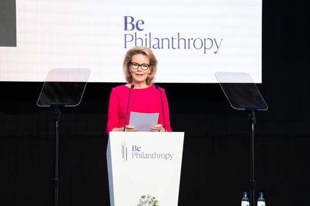 Queen Mathilde of Belgium delivers a speech at the Be Philanthropy event, about the trends, opportunities, difficulties and innovations of philanthropy, organised by the Koning Boudewijnstichting Fondation Roi Baudouin, in Brussels, on Thursday 02 April 2026. MARIUS BURGELMAN  MariusxBurgelman 169577521