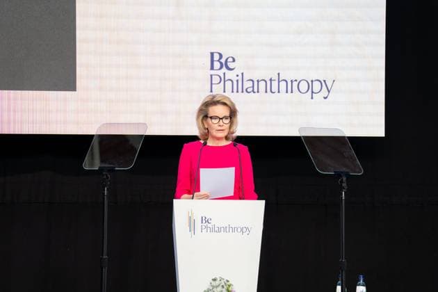 Queen Mathilde of Belgium delivers a speech at the Be Philanthropy event, about the trends, opportunities, difficulties and innovations of philanthropy, organised by the Koning Boudewijnstichting Fondation Roi Baudouin, in Brussels, on Thursday 02 April 2026. MARIUS BURGELMAN  MariusxBurgelman 169577595