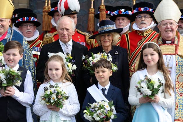 . 02 04 2026. St Asaph, United Kingdom. King Charles III and Queen Camilla at the Royal Maundy Service at St Asaph Cathedral in Wales, United Kingdom.  xStephenxLockx xi-Imagesx IIM-26678-0024