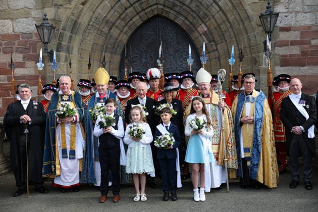 . 02 04 2026. St Asaph, United Kingdom. King Charles III and Queen Camilla at the Royal Maundy Service at St Asaph Cathedral in Wales, United Kingdom.  xStephenxLockx xi-Imagesx IIM-26678-0028