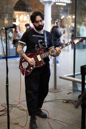 D3lta performs live at St Pancras International station, London, UK, 02 April 2026. D3lta - St. Pancras Performance to celebrate the release of his single Mad About It , Credit:Ewelina Stachurska Show Me You Avalon United Kingdom, London, St. Pancras  Copyright: xEwelinaxStachurskaxShowxMexYoux xAvalonx 1088218627