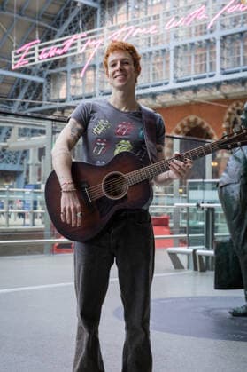 D3lta performs live at St Pancras International station, London, UK, 02 April 2026. D3lta - St. Pancras Performance to celebrate the release of his single Mad About It , Credit:Ewelina Stachurska Show Me You Avalon United Kingdom, London, St. Pancras  Copyright: xEwelinaxStachurskaxShowxMexYoux xAvalonx 1088218660