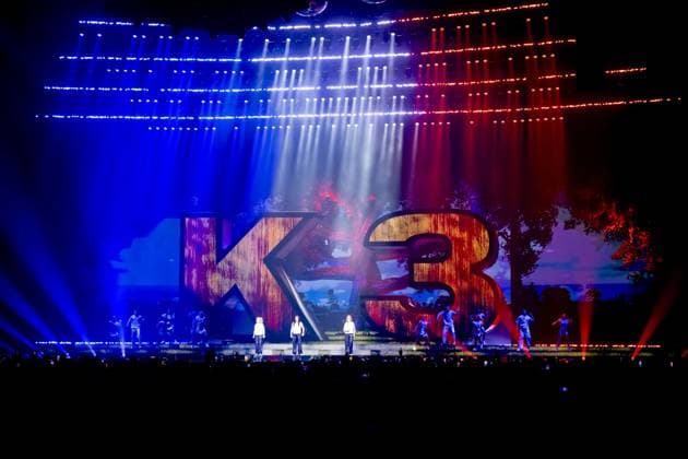 ROTTERDAM - The original lineup of K3 (Karen, Kristel, and Kathleen) is performing together again in the Netherlands for the first time at Rotterdam Ahoy. This K3 lineup previously performed at the Sportpaleis in Antwerp. reunion concert ROBIN UTRECHT ANP netherlands out - belgium out  Copyright: xx x554953358x originalFilename: 554953358.jpg