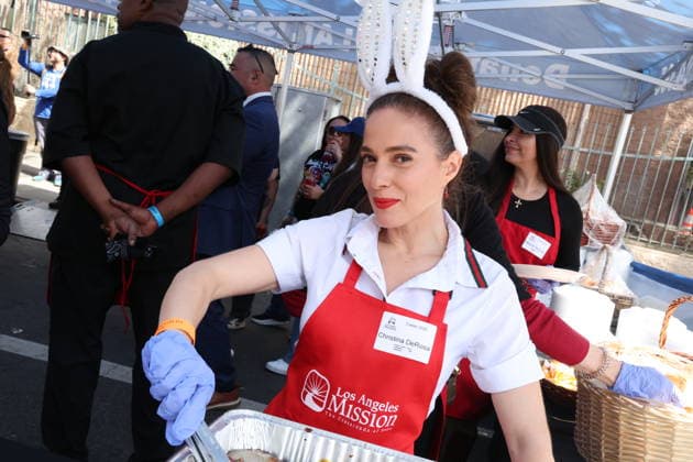 Los Angeles CA Apr 3: Christina DelRosso at the LA Mission Easter Meal Service for the homeless on April 3, 2026 Copyright: xAdMediax MediaPunchx