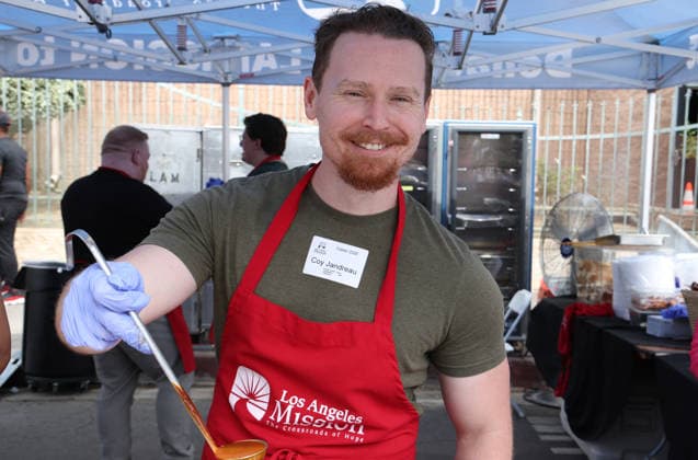 Los Angeles CA April 03: Coy Jandreau at Los Angeles Mission & Hope The Mission Host Special Easter Outreach On Skid Row at the Los Angeles Mission On Skid Rowe in Los Angeles on March 3, 2026- Credit: AdMedia April 03, 2026.Copyright AdMedia Los Angeles USA - ZUMAa123 20260403_zaa_a123_252 Copyright: xADx