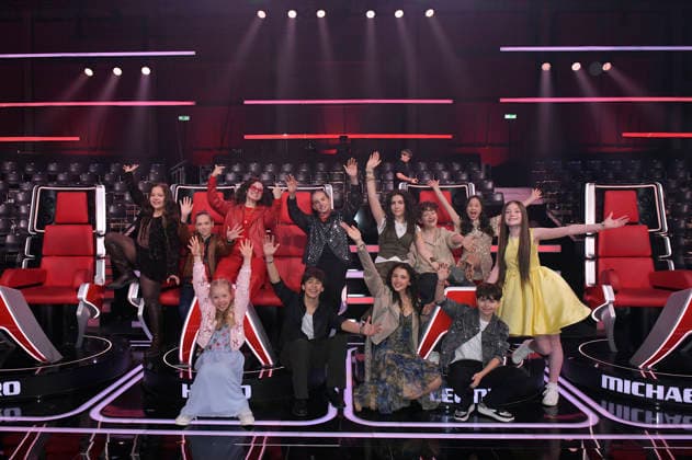 Die Finalisten beim Photocall mit den Finalisten und Coaches der 14. Staffel der TV-Show The Voice Kids im Studio H Berlin-Adlershof. Berlin, 03.04.2026