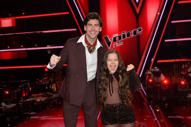Alvaro Soler und Danaya vom Team Alvaro beim Photocall mit den Finalisten und Coaches der 14. Staffel der TV-Show The Voice Kids im Studio H Berlin-Adlershof. Berlin, 03.04.2026
