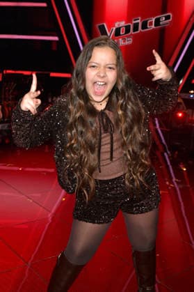 Danaya vom Team Alvaro beim Photocall mit den Finalisten und Coaches der 14. Staffel der TV-Show The Voice Kids im Studio H Berlin-Adlershof. Berlin, 03.04.2026