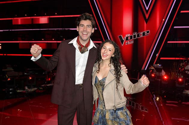 Alvaro Soler und Susey vom Team Alvaro beim Photocall mit den Finalisten und Coaches der 14. Staffel der TV-Show The Voice Kids im Studio H Berlin-Adlershof. Berlin, 03.04.2026
