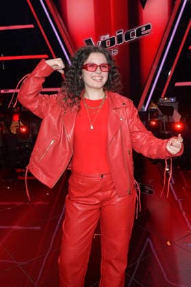 Lionella vom Team HE RO beim Photocall mit den Finalisten und Coaches der 14. Staffel der TV-Show The Voice Kids im Studio H Berlin-Adlershof. Berlin, 03.04.2026