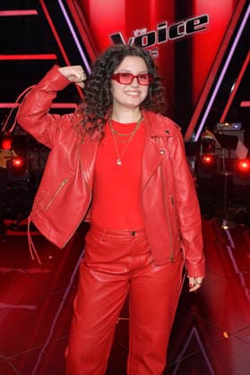 Lionella vom Team HE RO beim Photocall mit den Finalisten und Coaches der 14. Staffel der TV-Show The Voice Kids im Studio H Berlin-Adlershof. Berlin, 03.04.2026