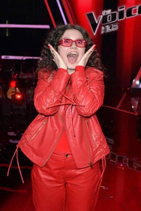 Lionella vom Team HE RO beim Photocall mit den Finalisten und Coaches der 14. Staffel der TV-Show The Voice Kids im Studio H Berlin-Adlershof. Berlin, 03.04.2026