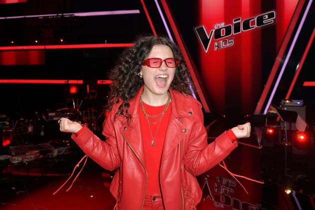 Lionella vom Team HE RO beim Photocall mit den Finalisten und Coaches der 14. Staffel der TV-Show The Voice Kids im Studio H Berlin-Adlershof. Berlin, 03.04.2026