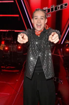 Illia vom Team HE RO beim Photocall mit den Finalisten und Coaches der 14. Staffel der TV-Show The Voice Kids im Studio H Berlin-Adlershof. Berlin, 03.04.2026