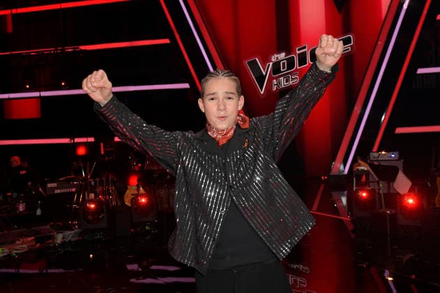Illia vom Team HE RO beim Photocall mit den Finalisten und Coaches der 14. Staffel der TV-Show The Voice Kids im Studio H Berlin-Adlershof. Berlin, 03.04.2026