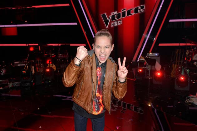 Levy vom Team HE RO beim Photocall mit den Finalisten und Coaches der 14. Staffel der TV-Show The Voice Kids im Studio H Berlin-Adlershof. Berlin, 03.04.2026