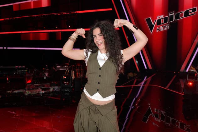 Marie vom Team Leony beim Photocall mit den Finalisten und Coaches der 14. Staffel der TV-Show The Voice Kids im Studio H Berlin-Adlershof. Berlin, 03.04.2026