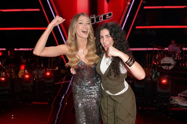 Leony und Marie vom Team Leony beim Photocall mit den Finalisten und Coaches der 14. Staffel der TV-Show The Voice Kids im Studio H Berlin-Adlershof. Berlin, 03.04.2026