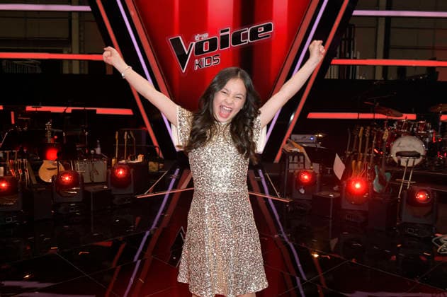 Angelina vom Team Leony beim Photocall mit den Finalisten und Coaches der 14. Staffel der TV-Show The Voice Kids im Studio H Berlin-Adlershof. Berlin, 03.04.2026
