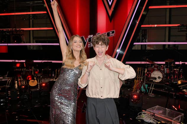 Leony und Max vom Team Leony beim Photocall mit den Finalisten und Coaches der 14. Staffel der TV-Show The Voice Kids im Studio H Berlin-Adlershof. Berlin, 03.04.2026
