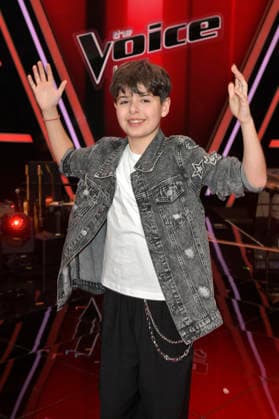 Renat vom Team Michael Patrick beim Photocall mit den Finalisten und Coaches der 14. Staffel der TV-Show The Voice Kids im Studio H Berlin-Adlershof. Berlin, 03.04.2026