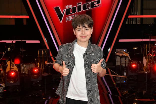 Renat vom Team Michael Patrick beim Photocall mit den Finalisten und Coaches der 14. Staffel der TV-Show The Voice Kids im Studio H Berlin-Adlershof. Berlin, 03.04.2026