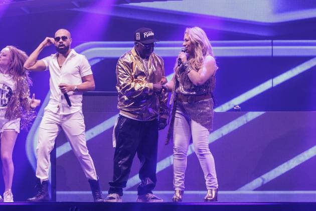 Hasselt, The Netherlands, 2026-04-04 21:48:37 04-04-2026, Trixxo Arena, Hasselt, BEL. I love the 90 s. Photo: NL Image David Heukers. 2 Brothers on the 4th Floor. Desray, Desiree Manders, D-Rock, Rene Phillips Credit: NL Beeld Heukers Media  Copyright: xx x