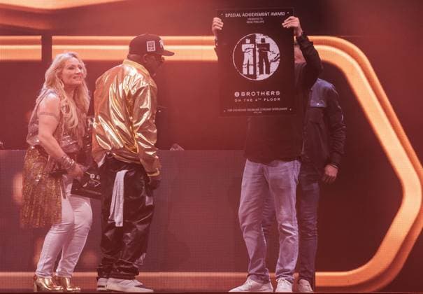 Hasselt, The Netherlands, 2026-04-04 22:03:02 04-04-2026, Trixxo Arena, Hasselt, BEL. I love the 90 s. Photo: NL Image David Heukers. 2 Brothers on the 4th Floor. Desray, Desiree Manders, D-Rock, Rene Phillips Credit: NL Beeld Heukers Media  Copyright: xx x