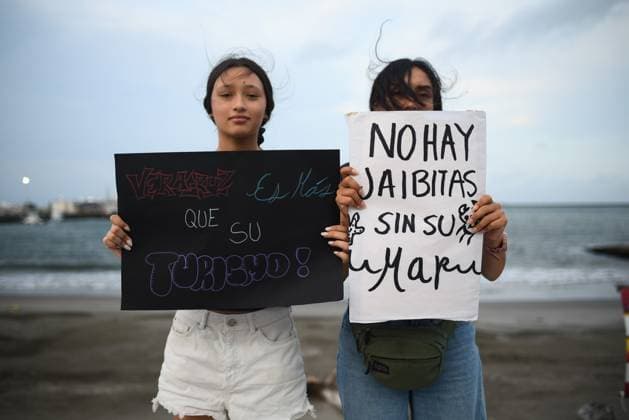 March for the Sea protest held in Veracruz against oil spills VERACRUZ, MEXICO - APRIL 5: Protesters march along the waterfront of the Port of Veracruz during the March for the Sea demonstration against hydrocarbon spills in Veracruz, Mexico, on April 5, 2026. Rolando Ramos Anadolu Veracruz Mexico. Editorial use only. Please get in touch for any other usage.  Copyright: x2026xAnadoluxRolandoxRamosx