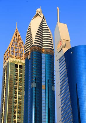 Creative Highlights World Unique skyscrapers showcasing modern architecture in central Dubai during clear weather Copyright: GeraintxTellem 1365-1720