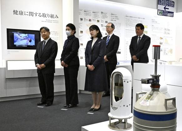 Japan imperial family s trip to Fukushima Japan s Emperor Naruhito (front, L), Empress Masako (front, C) and their daughter Princess Aiko visit the Great East Japan Earthquake and Nuclear Disaster Memorial Museum in Futaba, a Fukushima Prefecture town that co-hosts the crippled Fukushima Daiichi nuclear power plant, on April 6, 2026. Fifteen years after the earthquake, tsunami and nuclear disasters that struck northeastern Japan in March 2011, they are visiting the prefecture to see the recovery efforts firsthand.  A14AA0005440244P