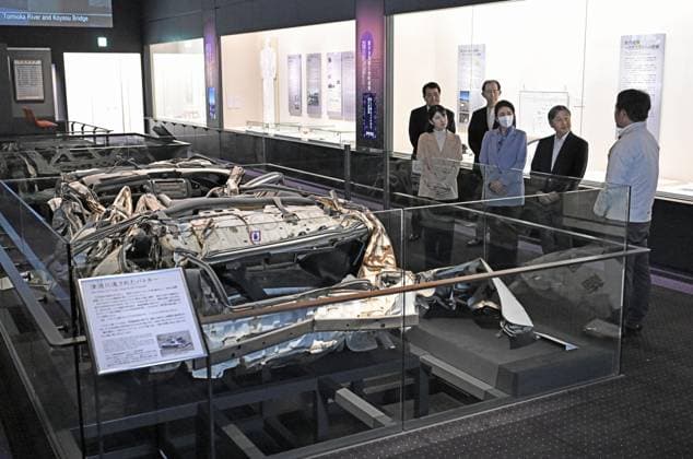 Japan imperial family s trip to Fukushima Japan s Emperor Naruhito (2nd from R), Empress Masako and their daughter Princess Aiko visit the Historical Archive Museum of Tomioka in Tomioka, Fukushima Prefecture, on April 7, 2026. The imperial family is visiting Fukushima Prefecture to observe the recovery efforts after a massive earthquake and tsunami struck the region in March 2011, triggering a nuclear accident at the Fukushima Daiichi power plant.  A14AA0005440486P