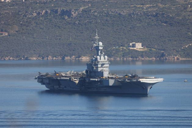 French carrier Charles de Gaulle seen in Souda Bay CRETE, GREECE - APRIL 07: France’s nuclear-powered aircraft carrier Charles de Gaulle is seen at Souda Bay in Crete, Greece on April 07, 2026. Metaxakis Kostas Anadolu Crete Greece. Editorial use only. Please get in touch for any other usage.  Copyright: x2026xAnadoluxMetaxakisxKostasx