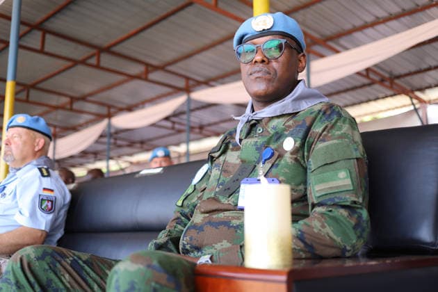 April 7, 2026, Juba, Ces Juba, South Sudan: 32 years later. A minute of silence, a flame of hope, and a promise to never forget. Kwibuka 32 in South Sudan , in the photo an officer from the Rwandan forces in the United Nations mission in South Sudan. Juba South Sudan  - ZUMAb132 20260407_zip_b132_004 Copyright: xSamirxBolx
