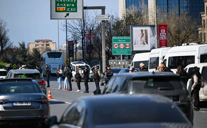 (260407) -- ISTANBUL, April 7, 2026 -- Police officers stand guard at the scene after a shootout near the Israeli consulate in Istanbul, T¨¹rkiye, April 7, 2026. One attacker was killed and four others, including two police officers and two attackers, were wounded Tuesday during a shootout near the Israeli consulate in Istanbul s Besiktas district, a local official said. ) T?RKIYE-ISTANBUL-SHOOTOUT LiuxLei 