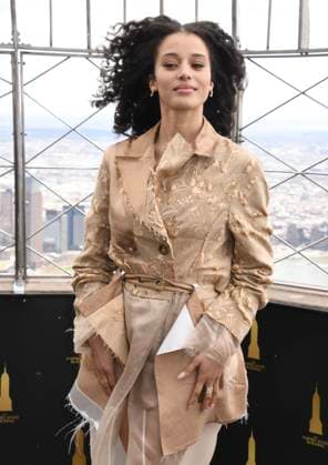 NEW YORK, NY- APRIL 7: Chase Infiniti pictured as the cast of Hulu™s The Testaments to Visit the Empire State Building Ahead of April 8 Premiere on April 7, 2026 in New York City. Copyright: xmpi099x