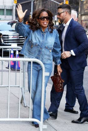 NEW YORK, NY- APRIL 7: Oprah Winfrey seen at The Late Show with Stephen Colbert on April 7, 2026 in New York City. Copyright: xRWx