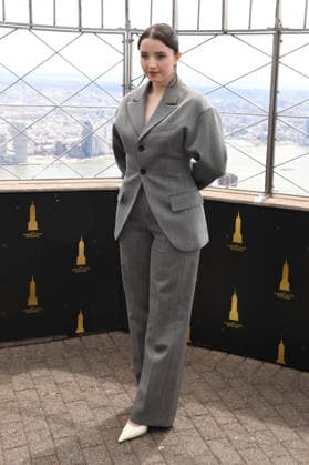 NEW YORK, NY- APRIL 7: Lucy Halliday pictured as the cast of Hulu™s The Testaments to Visit the Empire State Building Ahead of April 8 Premiere on April 7, 2026 in New York City. Copyright: xmpi099 MediaPunchx