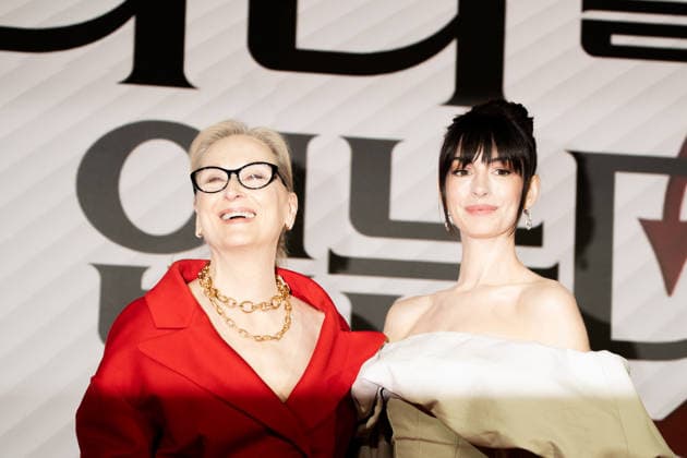 The Devil Wears Prada 2 press conference in Seoul SEOUL, SOUTH KOREA - APRIL 08: Meryl Streep(L) and Anne Hathaway(R) poses during a press conference for the movie The Devil Wears Prada 2 at Four Seasons Hotel on April 08, 2026 in Seoul, South Korea. Hwawon Lee Anadolu Seoul South Korea. Editorial use only. Please get in touch for any other usage.  Copyright: x2026xAnadoluxHwawonxLeex