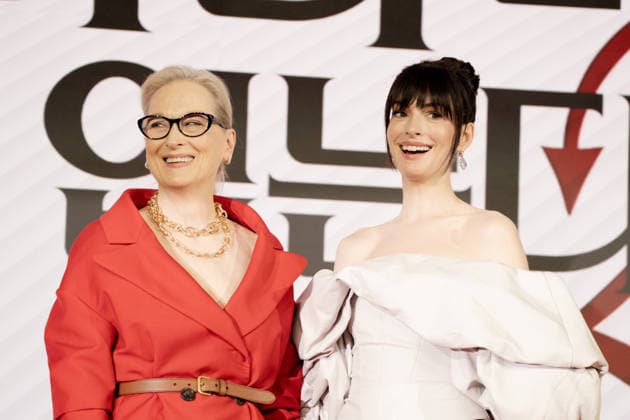 The Devil Wears Prada 2 press conference in Seoul SEOUL, SOUTH KOREA - APRIL 08: Meryl Streep(L) and Anne Hathaway(R) poses during a press conference for the movie The Devil Wears Prada 2 at Four Seasons Hotel on April 08, 2026 in Seoul, South Korea. Hwawon Lee Anadolu Seoul South Korea. Editorial use only. Please get in touch for any other usage.  Copyright: x2026xAnadoluxHwawonxLeex