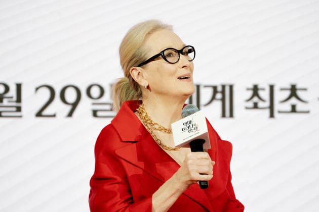 The Devil Wears Prada 2 press conference in Seoul SEOUL, SOUTH KOREA - APRIL 08: Meryl Streep speaks during a press conference for the movie The Devil Wears Prada 2 at Four Seasons Hotel on April 08, 2026 in Seoul, South Korea. Hwawon Lee Anadolu Seoul South Korea. Editorial use only. Please get in touch for any other usage.  Copyright: x2026xAnadoluxHwawonxLeex