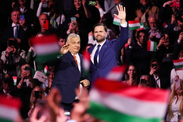 April 7, 2026, Budapest, Hungary: Hungarian Prime Minister VIKTOR ORBAN and American Vice President JD VANCE during the rally ahead of the Hungarian parliamentary election. Budapest Hungary - ZUMAz156 20260407_zip_z156_018 Copyright: xBeataxZawrzelx