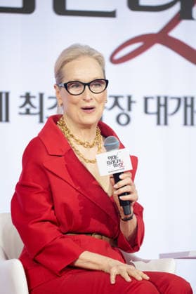 Meryl Streep, Apr 8, 2026 : Actress Meryl Streep at a press conference for the comedy drama film The Devil Wears Prada 2 in Seoul, South Korea.  aflo_326274715