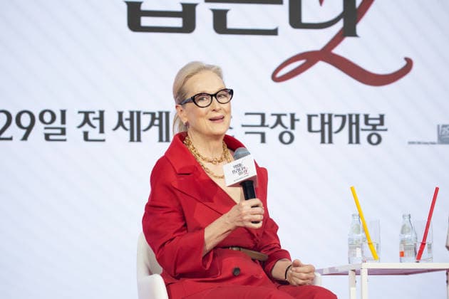 Meryl Streep, Apr 8, 2026 : Actress Meryl Streep at a press conference for the comedy drama film The Devil Wears Prada 2 in Seoul, South Korea.  aflo_326274808