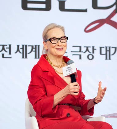 Meryl Streep, Apr 8, 2026 : Actress Meryl Streep at a press conference for the comedy drama film The Devil Wears Prada 2 in Seoul, South Korea.  aflo_326274875